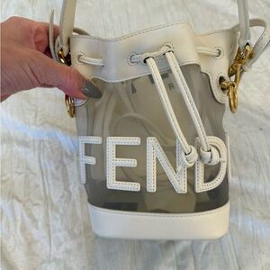 Fendi White and Tan Mini Bucket Bag
